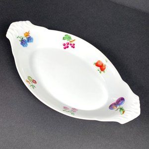 Vintage Oval BIA Cordon Bleu Fruit Themed Au Gratin Bakeware Cookware
